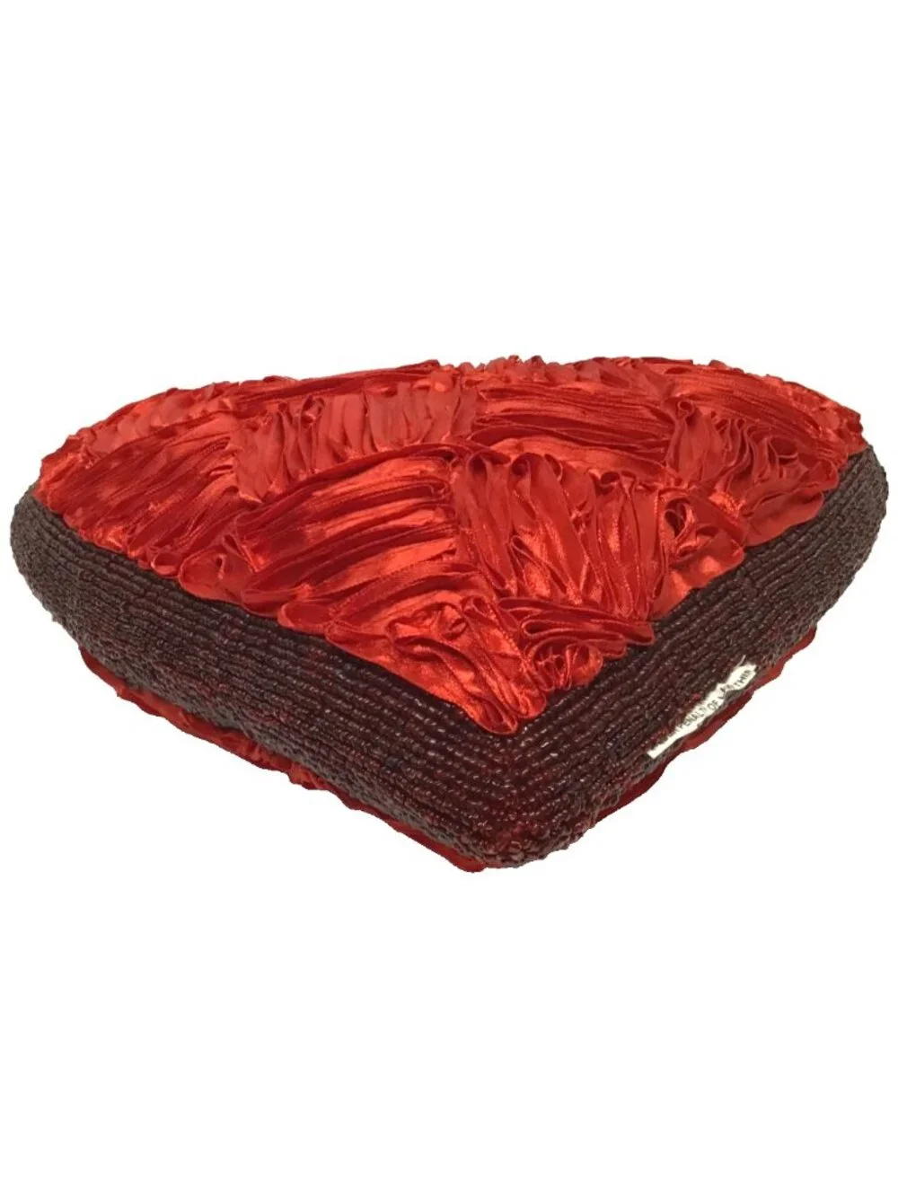 Red Beaded Heart Shaped Decorative Throw Pillow